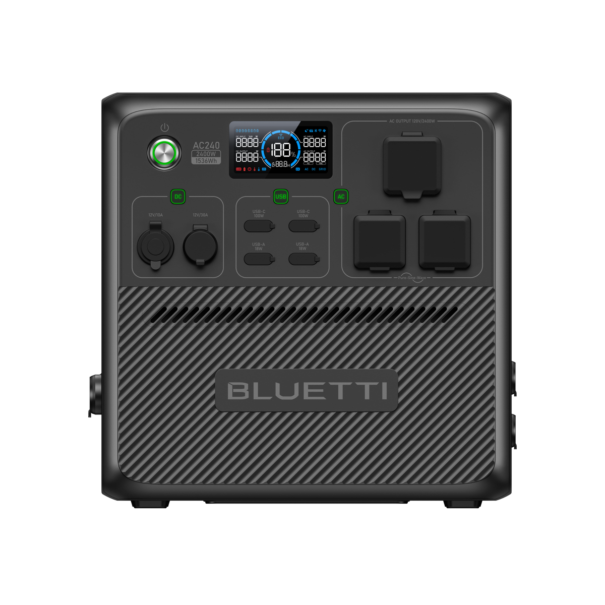 BLUETTI AC240大容量ポータブル電源 | 防水・防塵モデル |1536Wh、2000W
