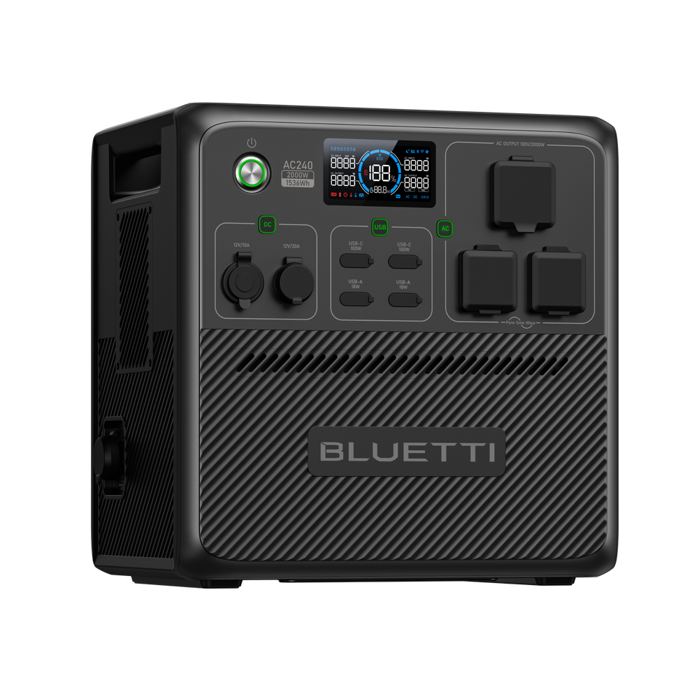 BLUETTI AC240大容量ポータブル電源 | 防水・防塵モデル |1536Wh、2000W