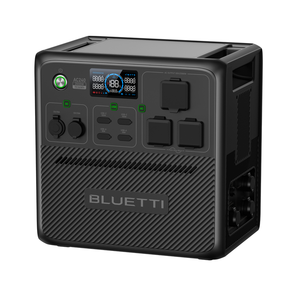 BLUETTI AC240大容量ポータブル電源 | 防水・防塵モデル |1536Wh、2000W