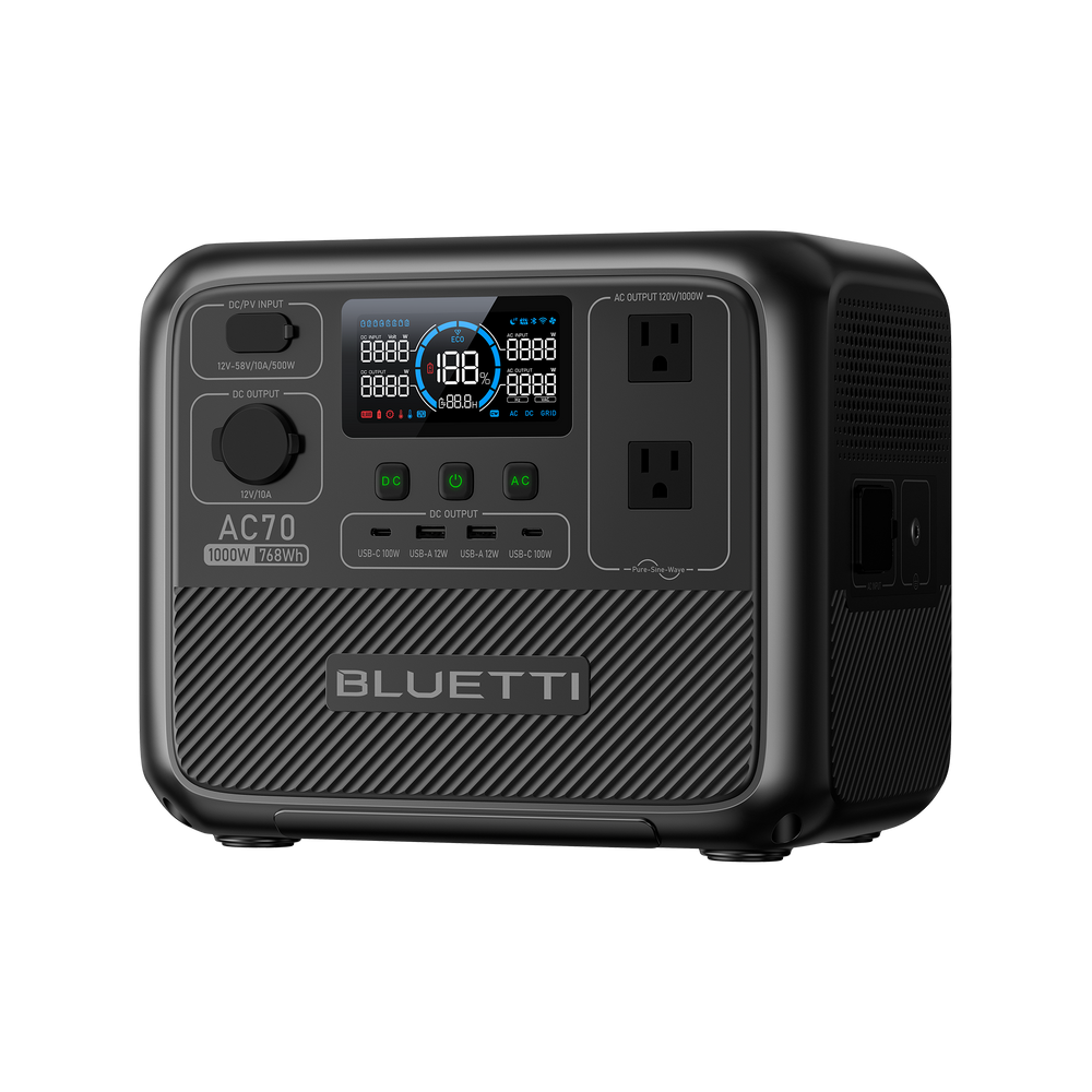 BLUETTI ポータブル電源 AC70+ソーラーパネル |768Wh、1000W