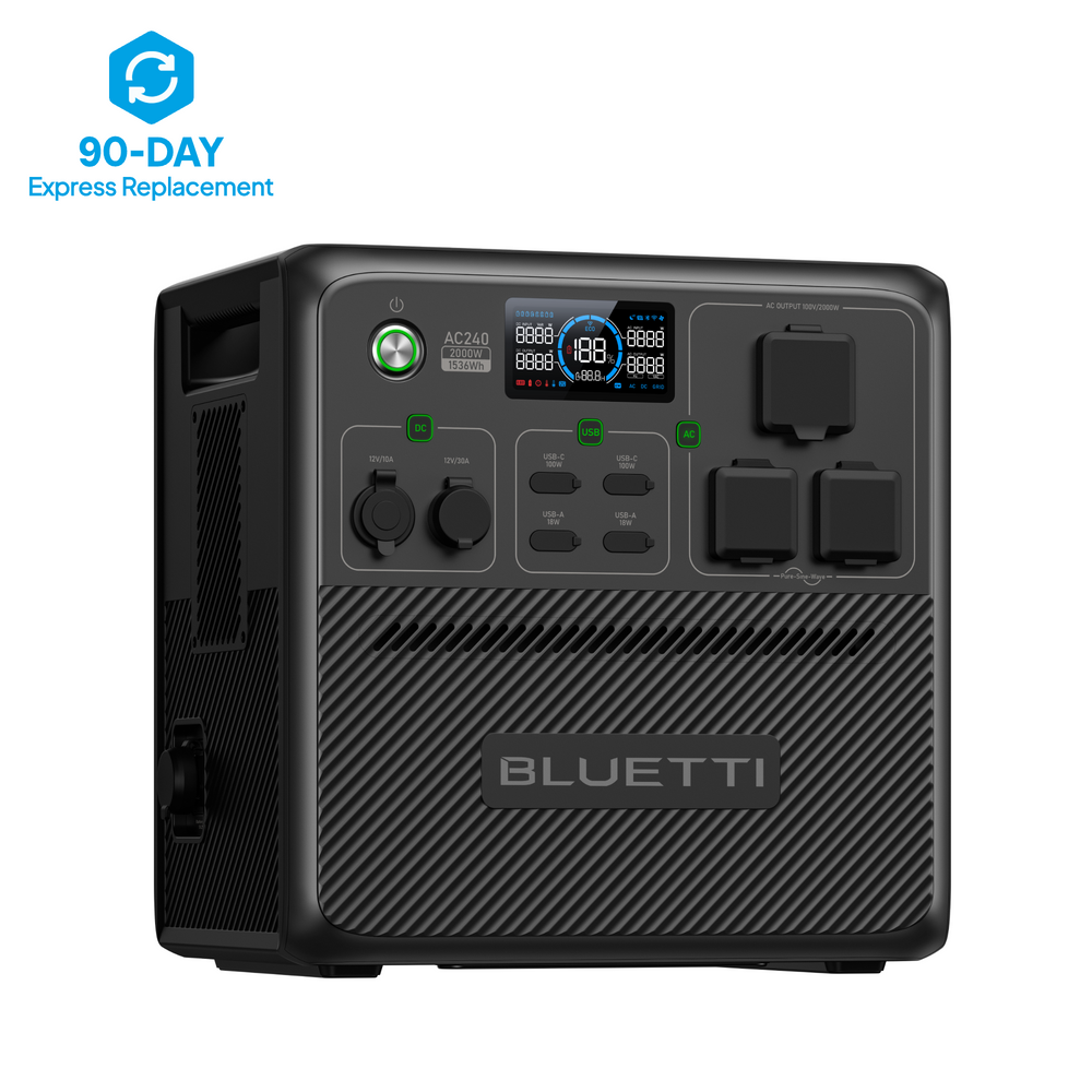 BLUETTI AC240大容量ポータブル電源 | 防水・防塵モデル |1536Wh、2000W