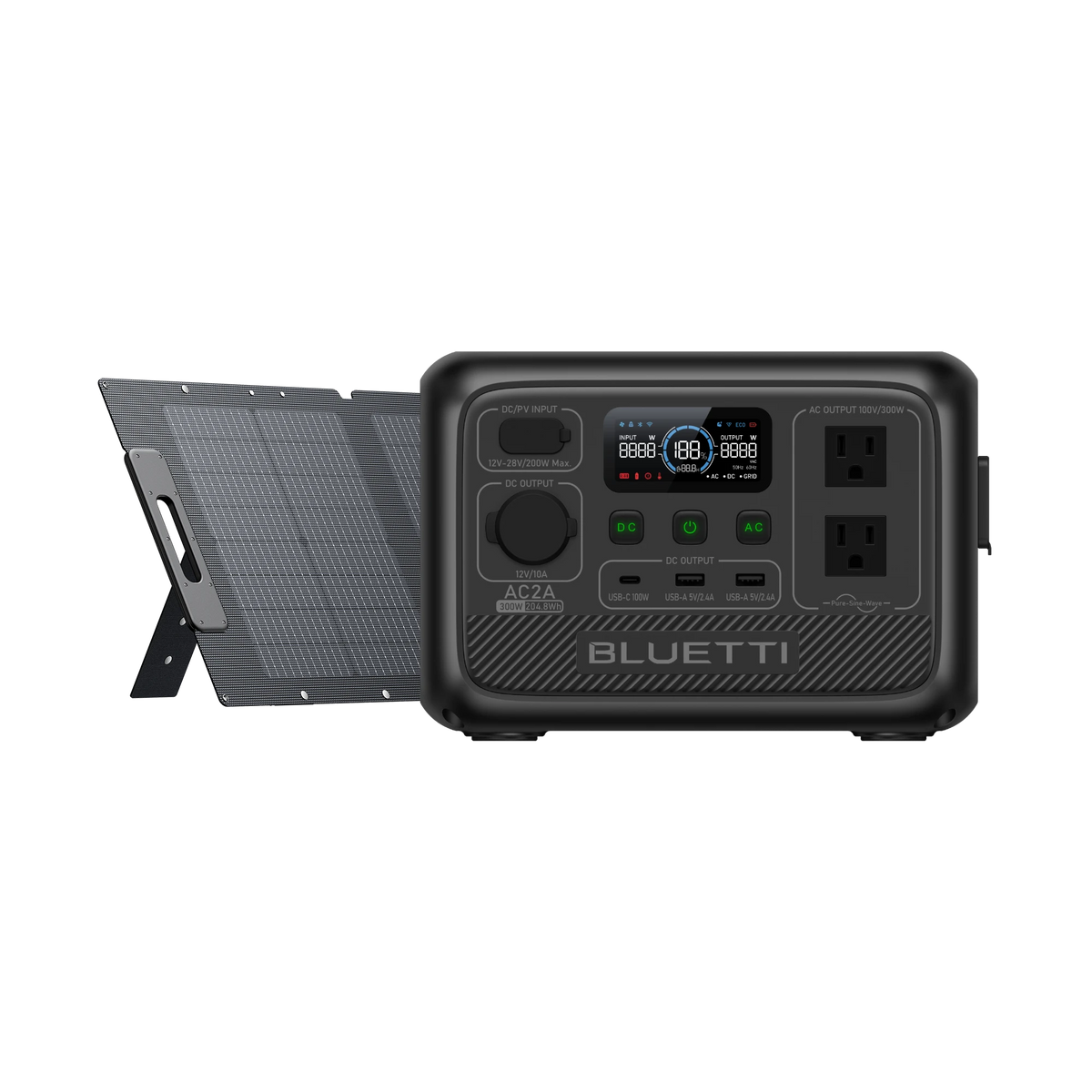 BLUETTI ポータブル電源 AC2A +ソーラーパネル | 204Wh、300W