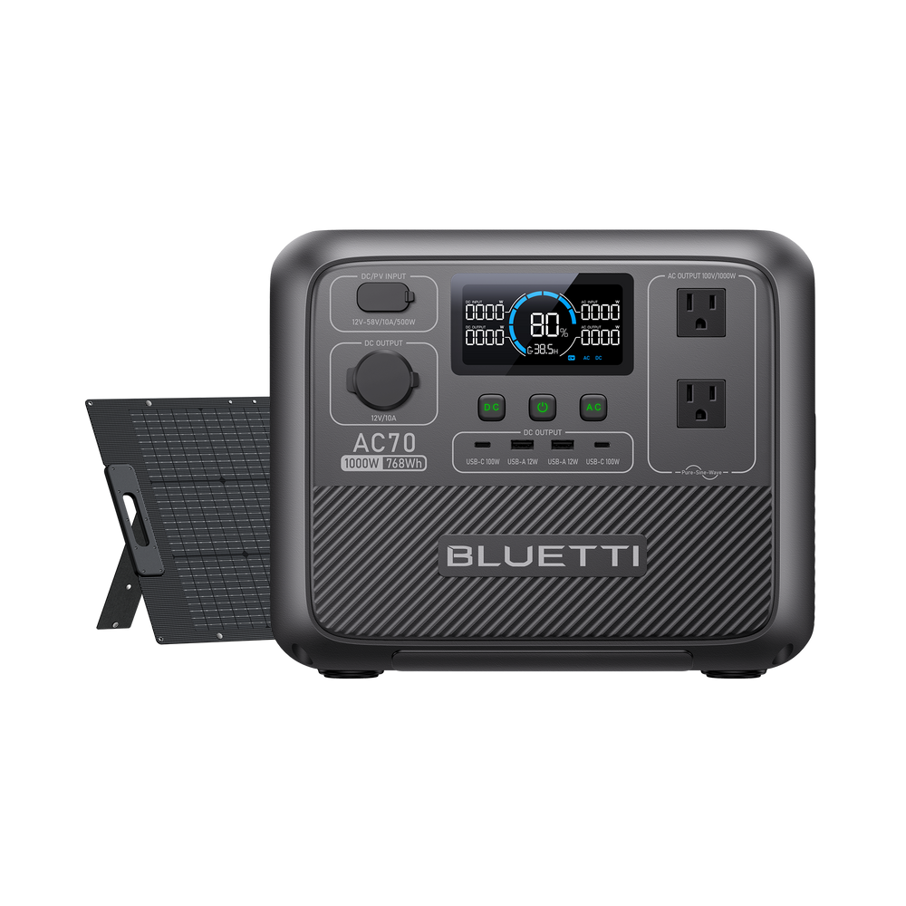 BLUETTI ポータブル電源 AC70+ソーラーパネル |768Wh、1000W