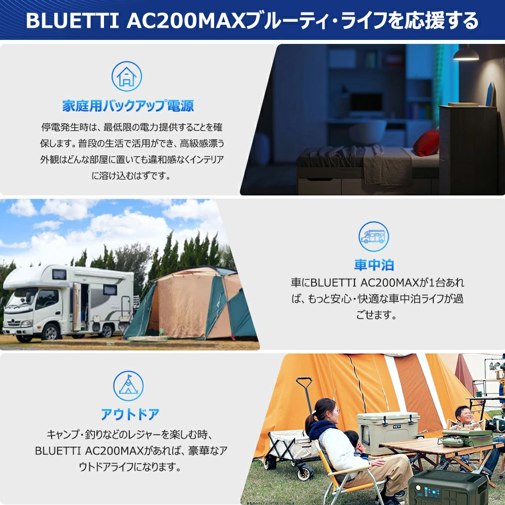 BLUETTI AC200MAX+B230 ポータブル電源 セット | 拡張バッテリー