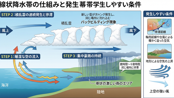 【最新版】線状降水帯とは？発生の仕組みと命を守るための防災対策・避難ガイド