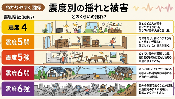 震度4・5・6強の地震とは？揺れ方・被害と地震対策を解説