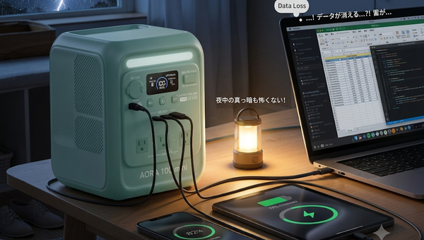 突然の停電に備える！UPS搭載ポータブル電源で家電を途切れさせない安心設計