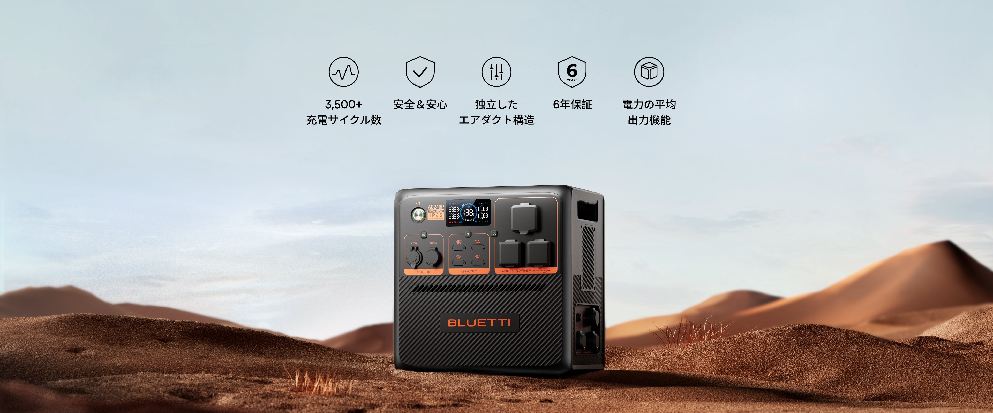 BLUETTI AC240P大容量ポータブル電源 | 防水・防塵モデル |1843Wh