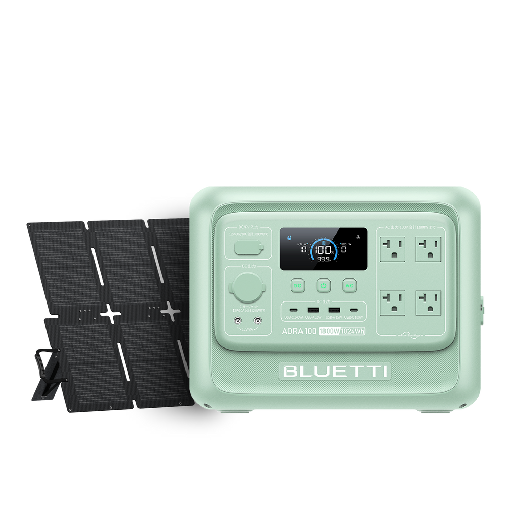 BLUETTI ポータブル電源 AORA 100 V2 +220W ソーラーパネル | ミントグリーン