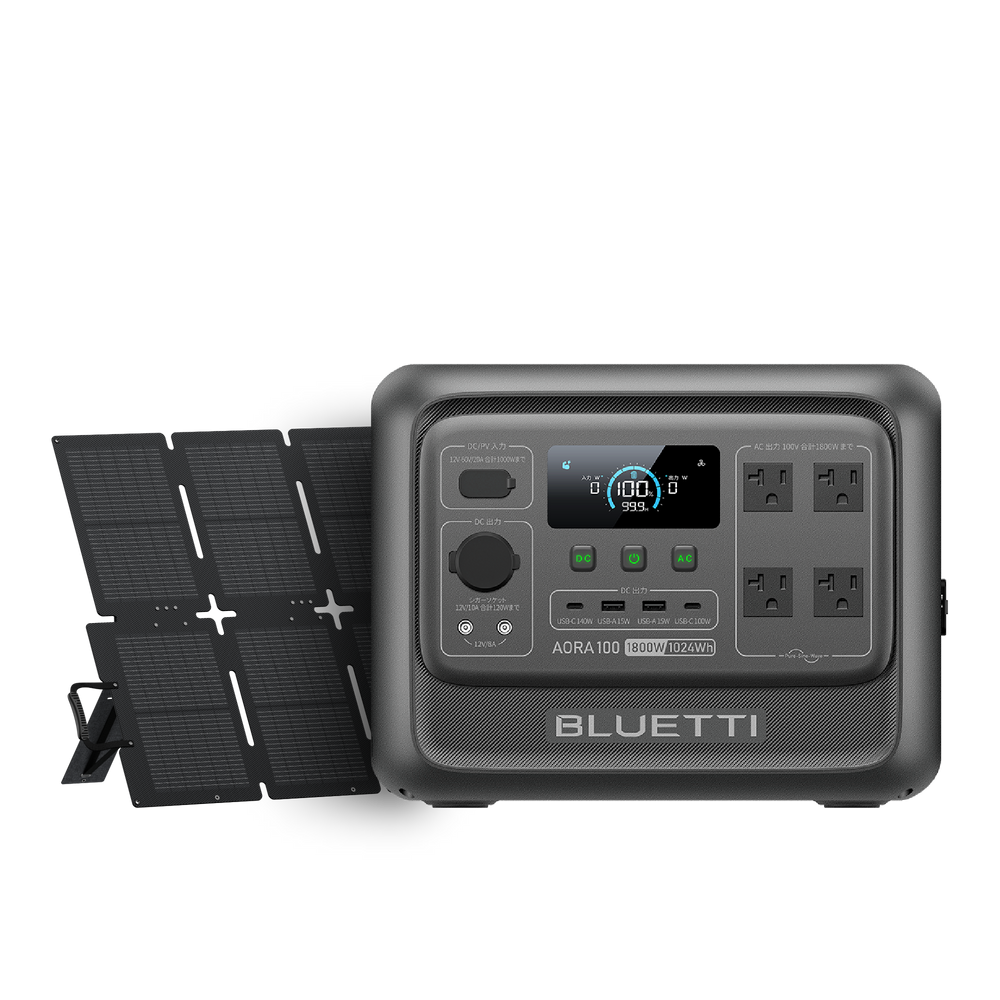 BLUETTI ポータブル電源 AORA 100 V2 +220W ソーラーパネル | グレー