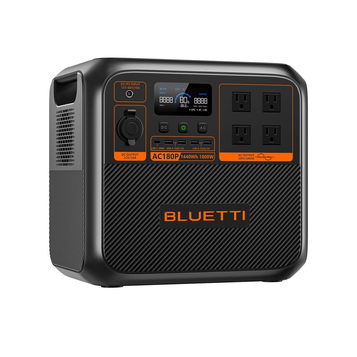 BLUETTI AC180P 大容量ポータブル電源 | 防災推奨・キャンプ |1440Wh、1800W