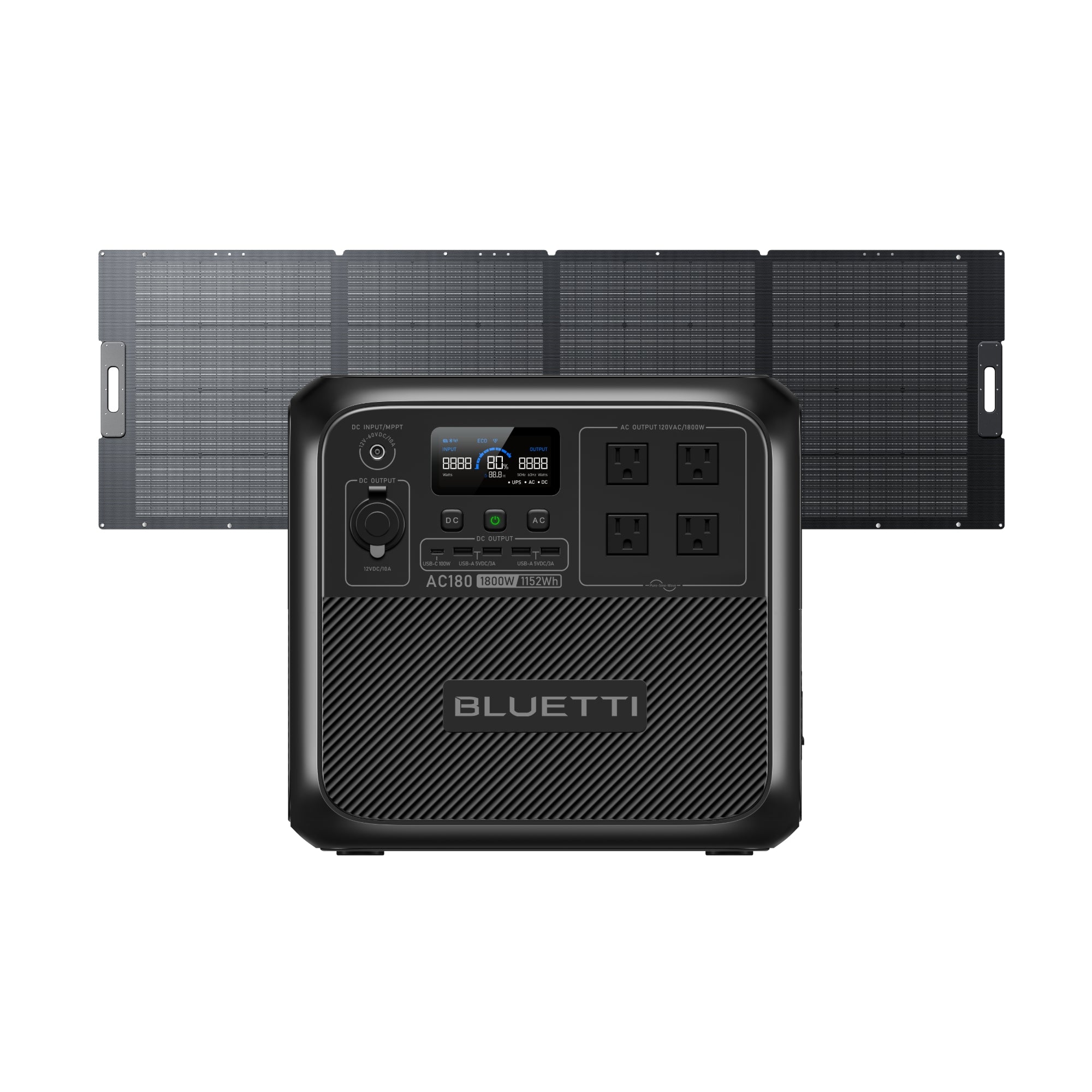 BLUETTI ポータブル電源 AC180 +ソーラーパネル|1152Wh、1800W ブルーティ