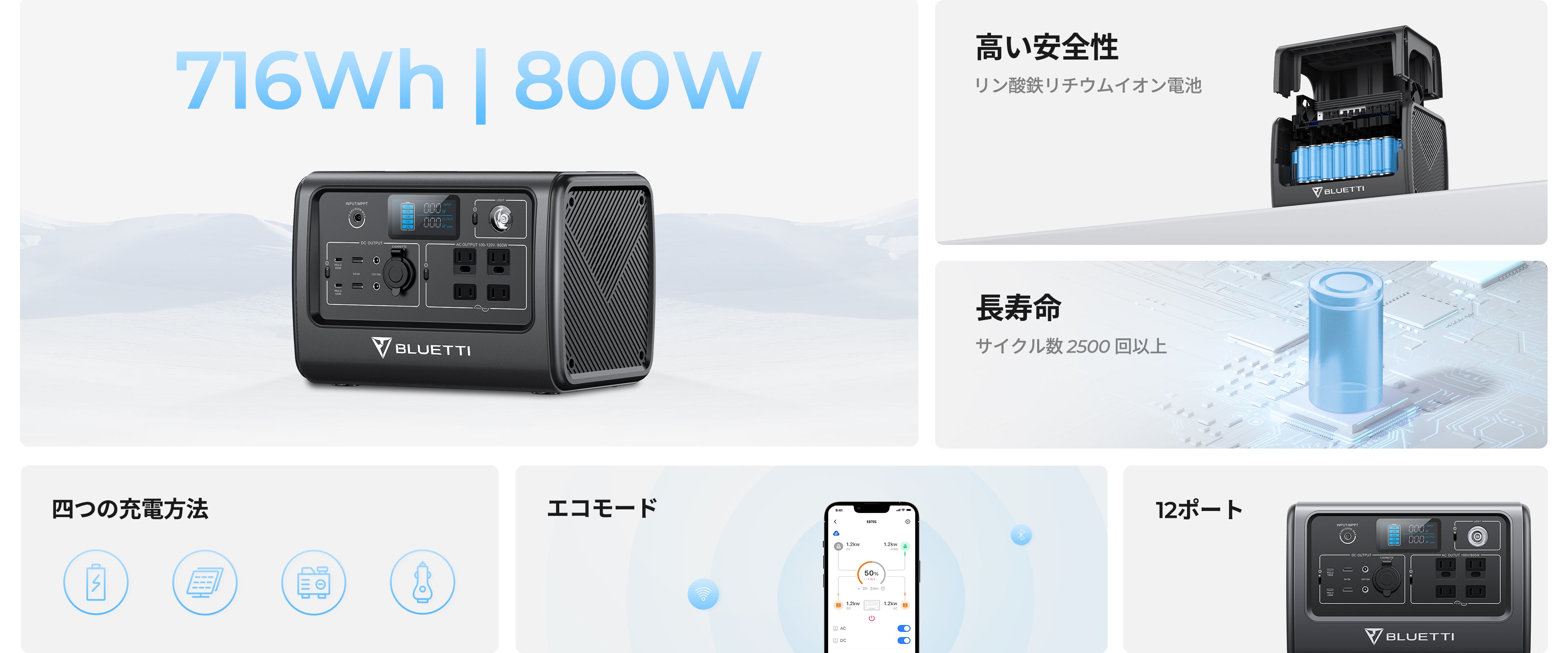 BLUETTI ポータブル電源 EB70S| 車中泊 キャンプ アウトドア 防災