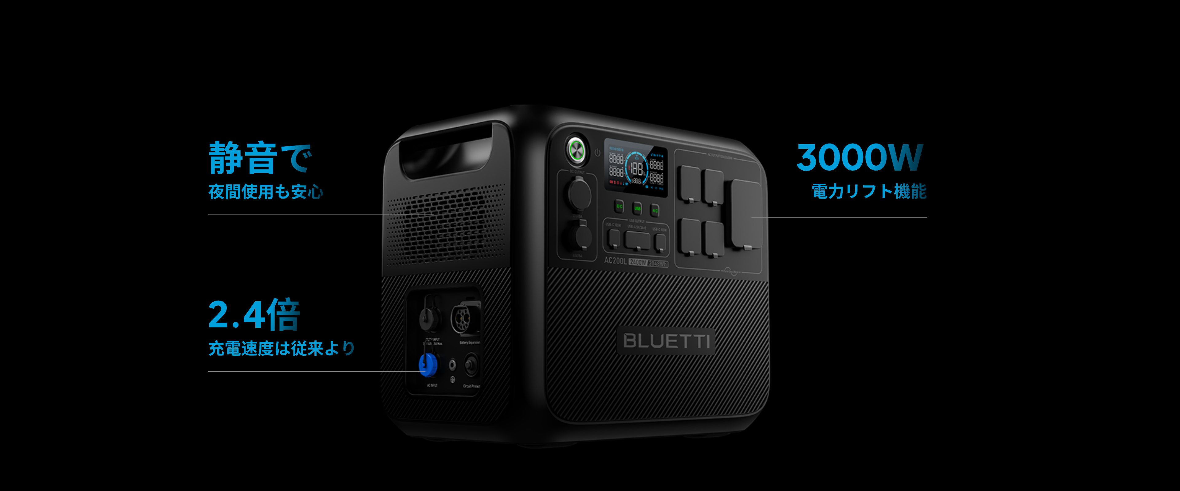 BLUETTI ポータブル電源 AC200L 大容量2048Wh⁄2000W高