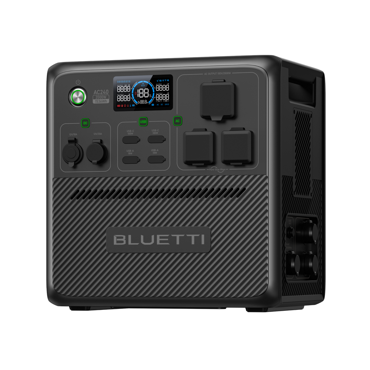 BLUETTI AC240大容量ポータブル電源 | 防水・防塵モデル |1536Wh、2000W
