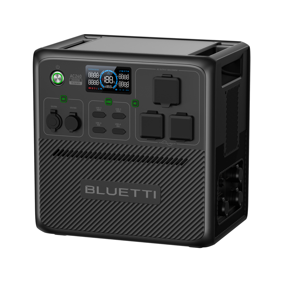 BLUETTI AC240大容量ポータブル電源 | 防水・防塵モデル |1536Wh、2000W