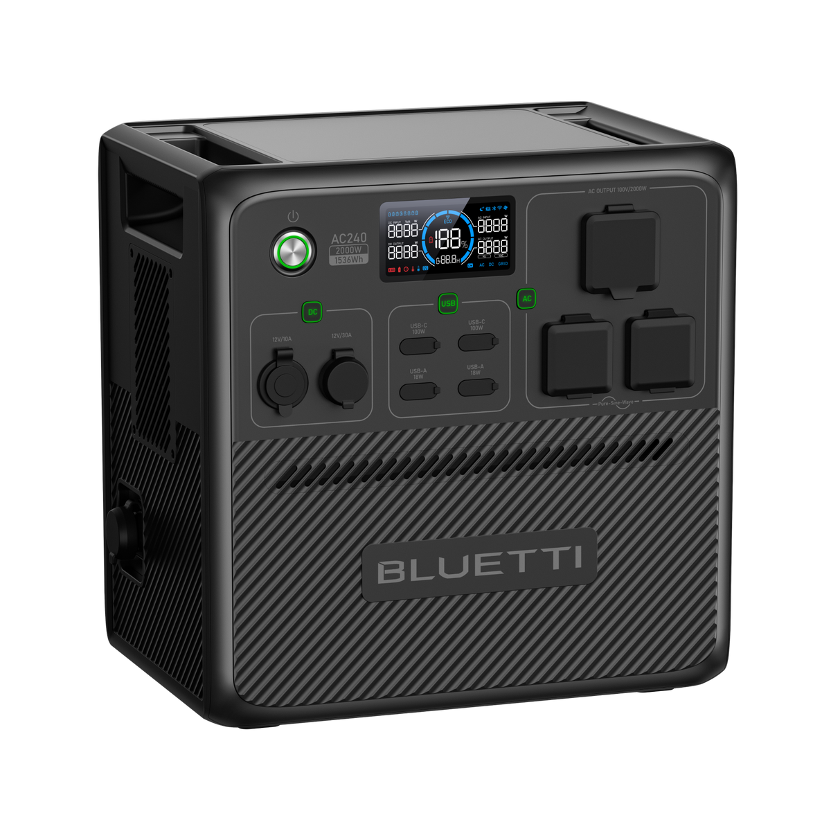 BLUETTI AC240大容量ポータブル電源 | 防水・防塵モデル |1536Wh、2000W