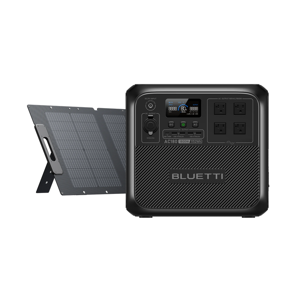 BLUETTI ポータブル電源 AC180 +ソーラーパネル|1152Wh、1800W