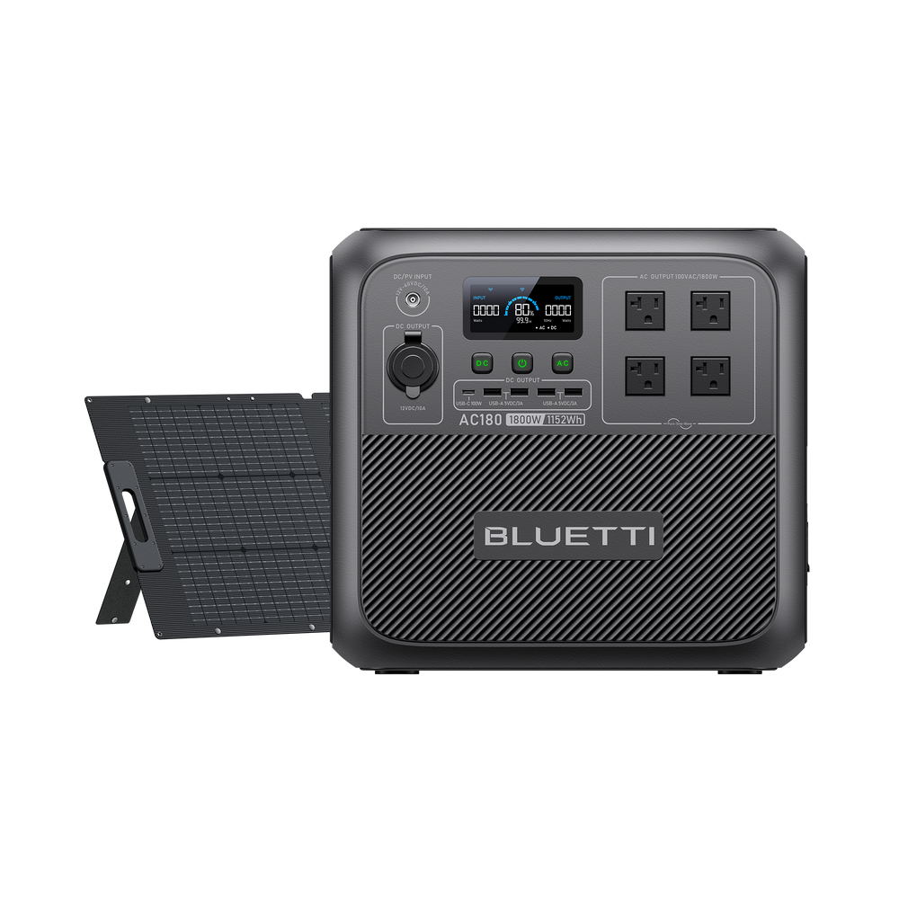 BLUETTI ポータブル電源 AC180 +ソーラーパネル|1152Wh、1800W