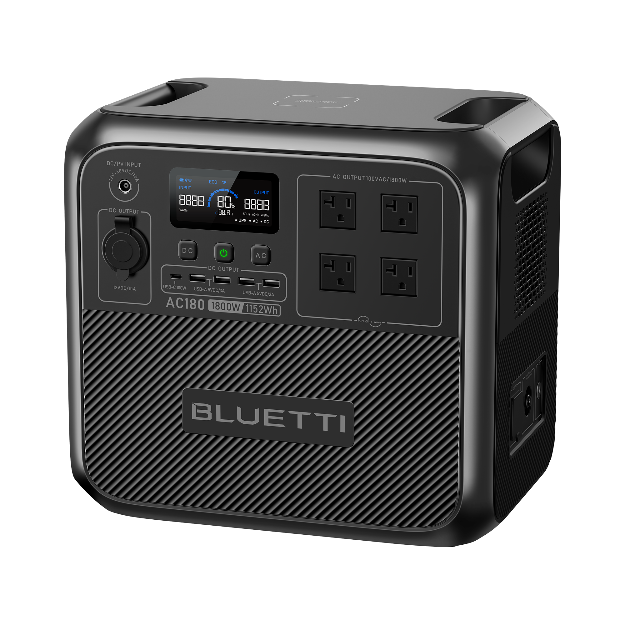 BLUETTI AC180 大容量ポータブル電源 | 防災推奨 |1152Wh、1800W