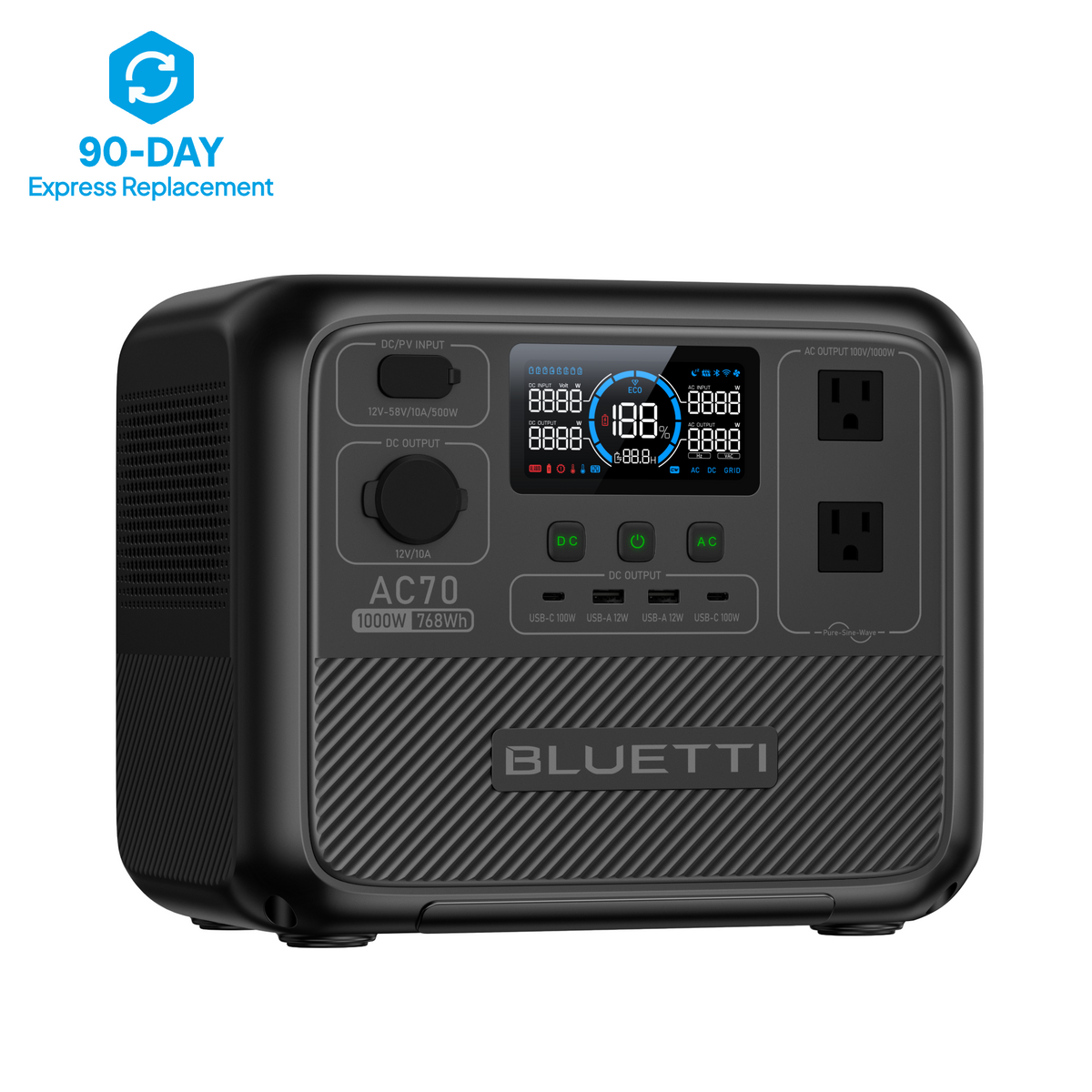 BLUETTI AC70+ソーラーパネル |768Wh、1000W