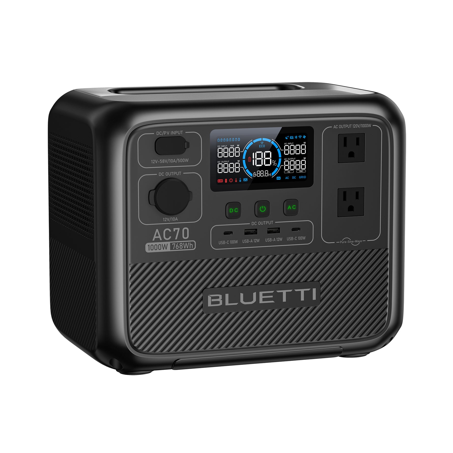 BLUETTI AC70 ポータブル電源 | 車中泊・キャンプ・防災|非常用電源 |768Wh、1000W