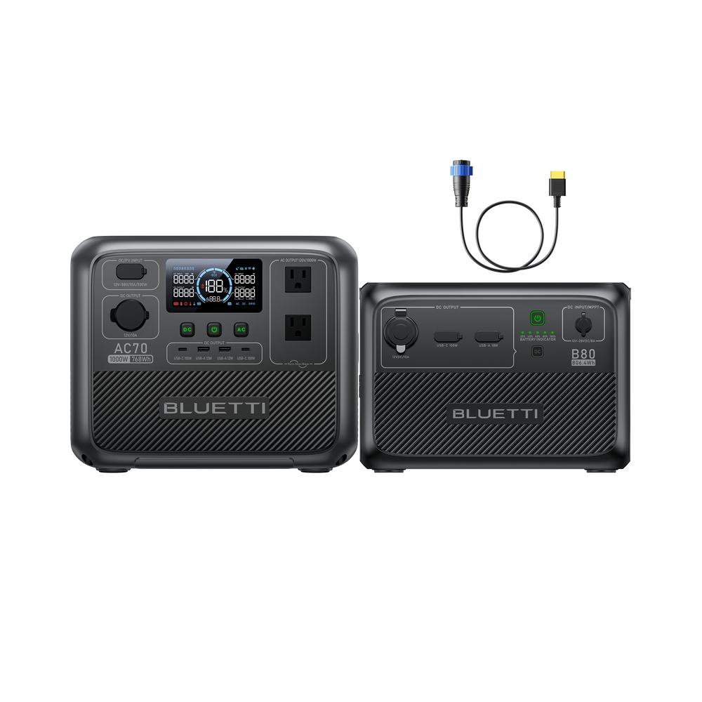 BLUETTI ポータブル電源 AC70+ソーラーパネル |768Wh、1000W