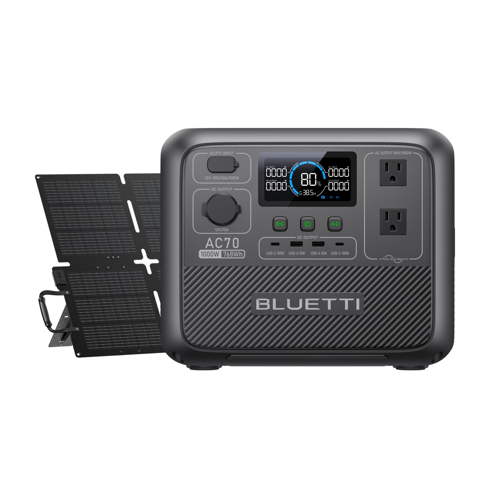 BLUETTI ポータブル電源 AC70+ソーラーパネル |768Wh、1000W