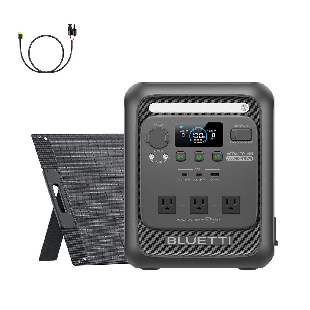 BLUETTI AORA 100 mini ポータブル電源 + PV 100W ソーラーパネル