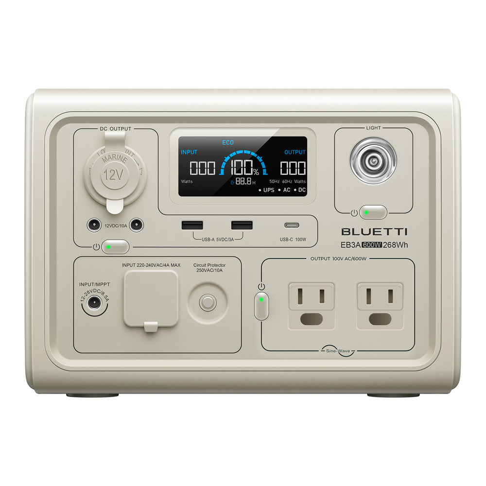 【整備済中古品】BLUETTI EB3A 小型ポータブル電源 | 小型軽量・防災推奨 | 268Wh、600W